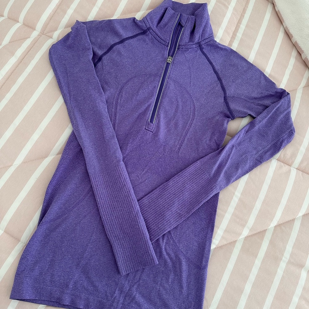 Lululemon Athletica Purple Zippered Long Sleeve Top